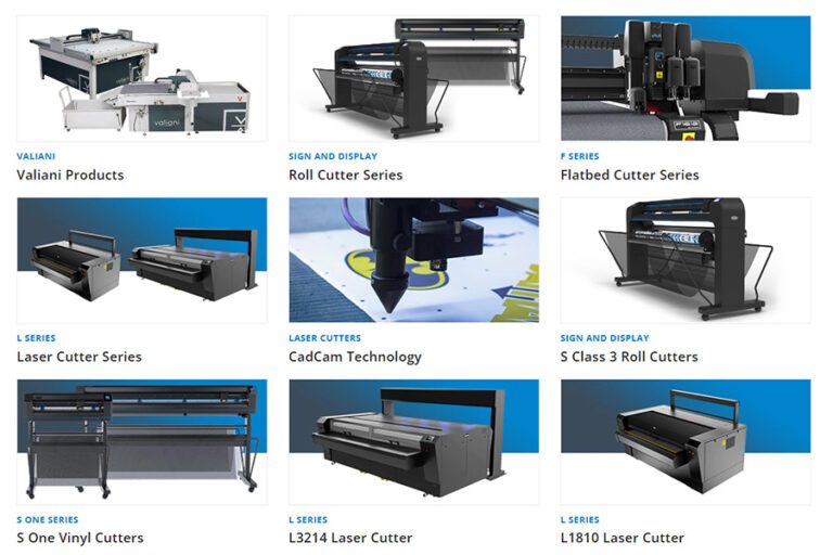 Screenshot of Summa's homepage showing the range of cutting technology it offers for print, signage, and graphics