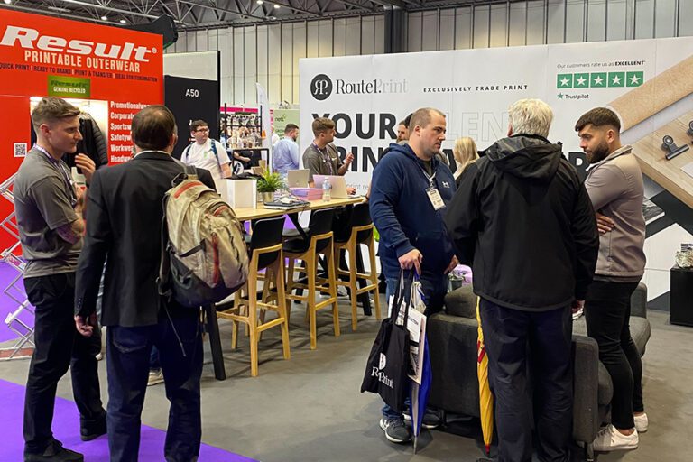 Crowds in front of the Route 1 Print stand at The Print Show 2023